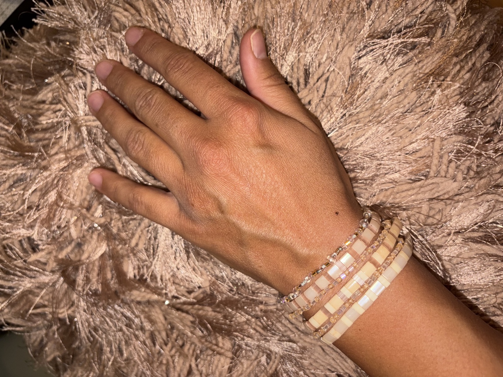 Women's cream tile bracelet stack